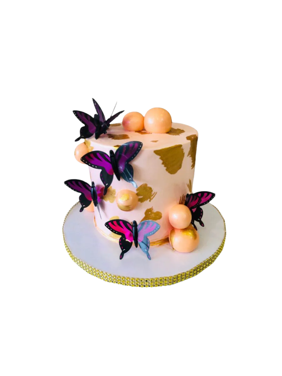 Peach Butterfly Cream Cake