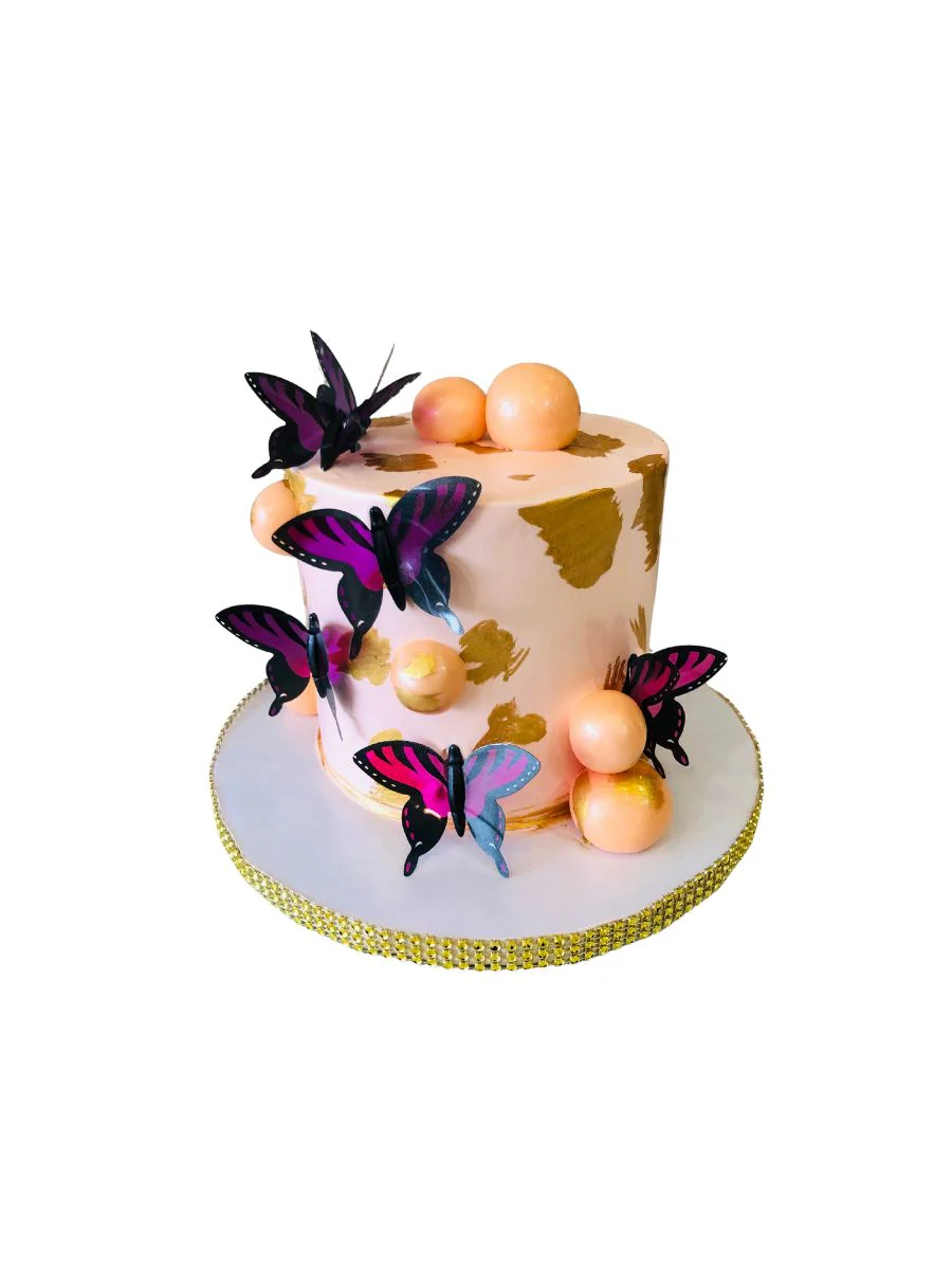 Peach Butterfly Cream Cake - Image 5
