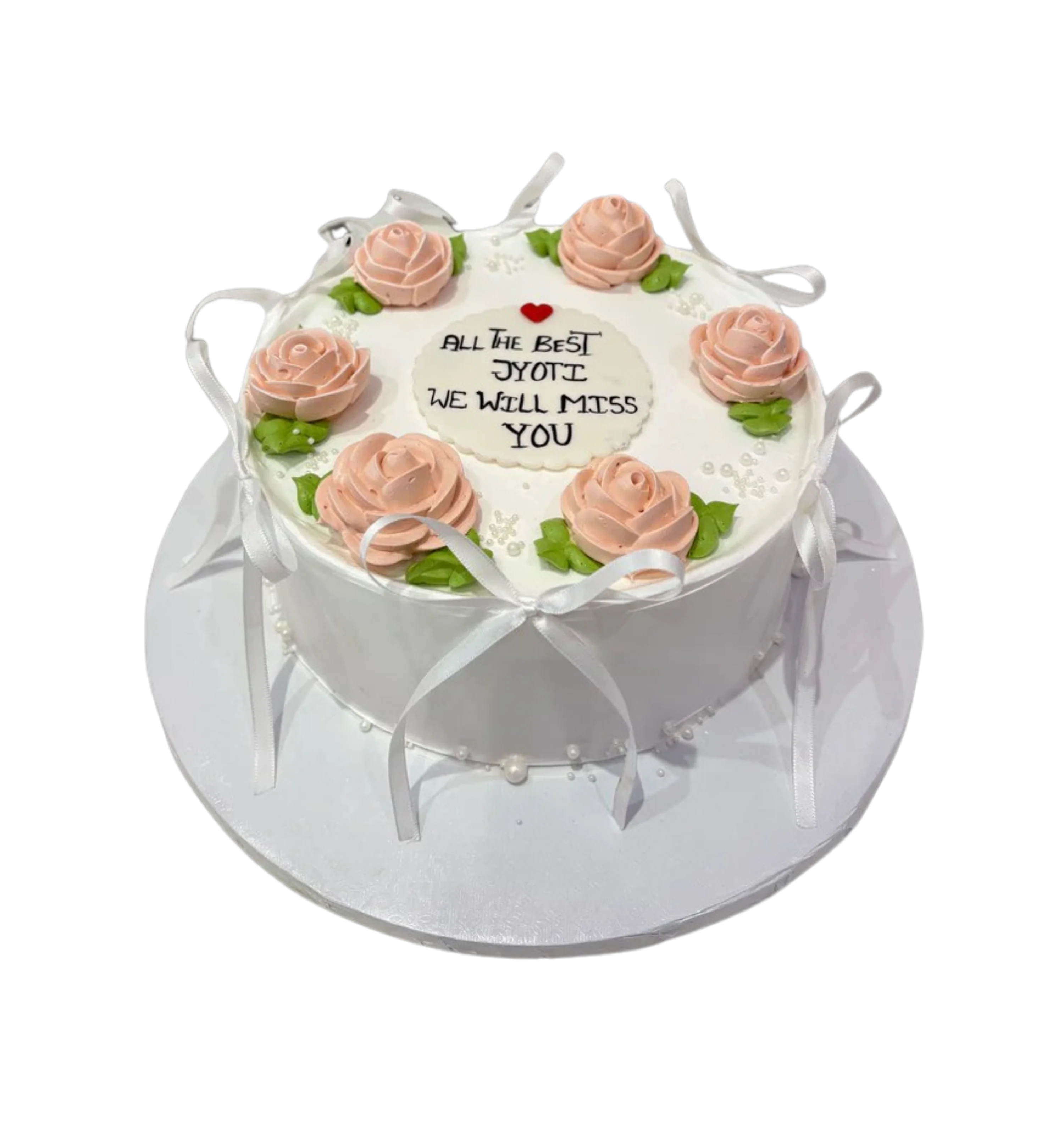 Peach Floral Bows Cream Cake