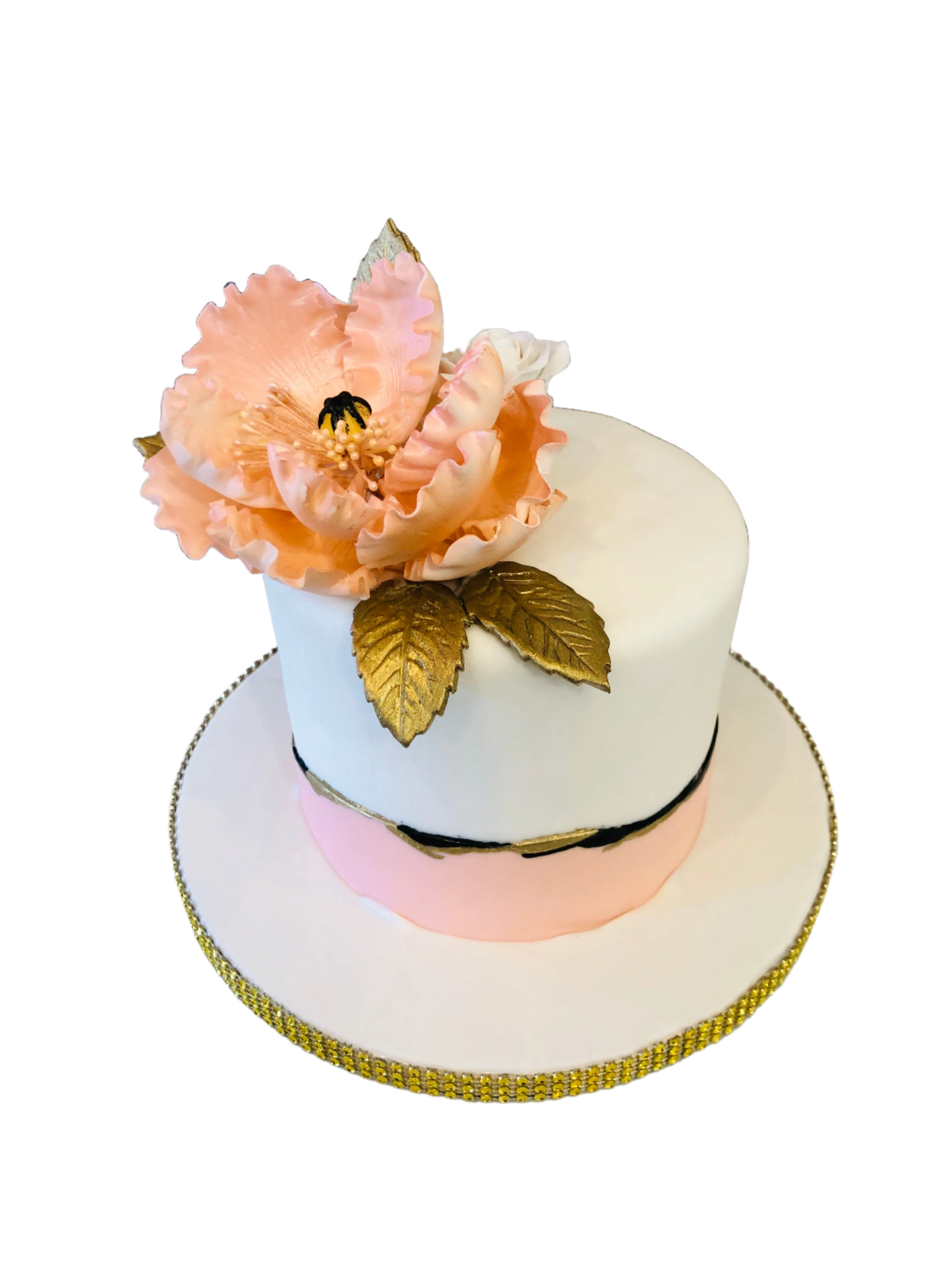 Peach Magnolia Fondant Cake