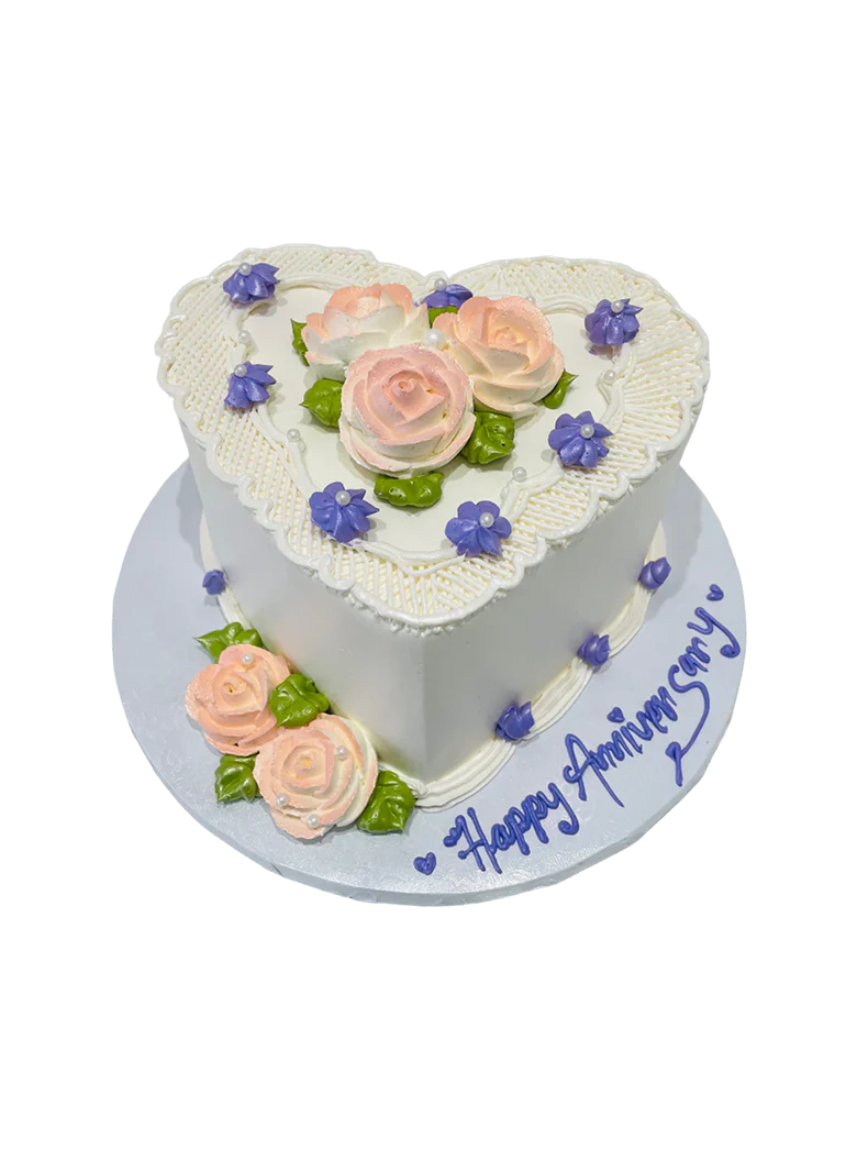 Peach & Purple Heart Cake