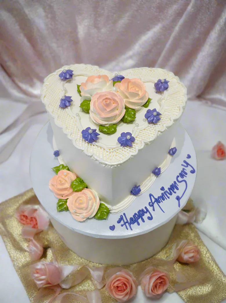 Peach & Purple Heart Cake - Image 2