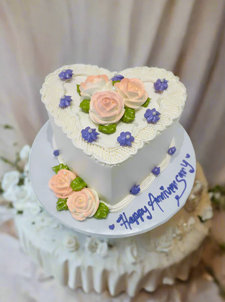 Peach & Purple Heart Cake - Image 3