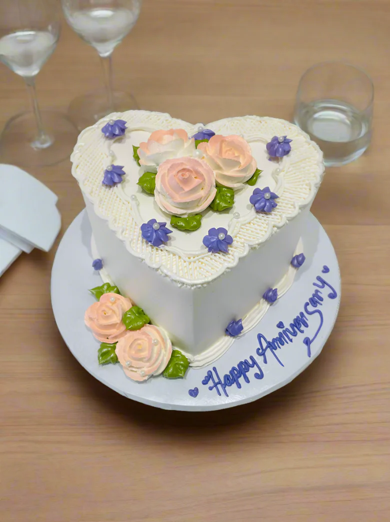 Peach & Purple Heart Cake - Image 4
