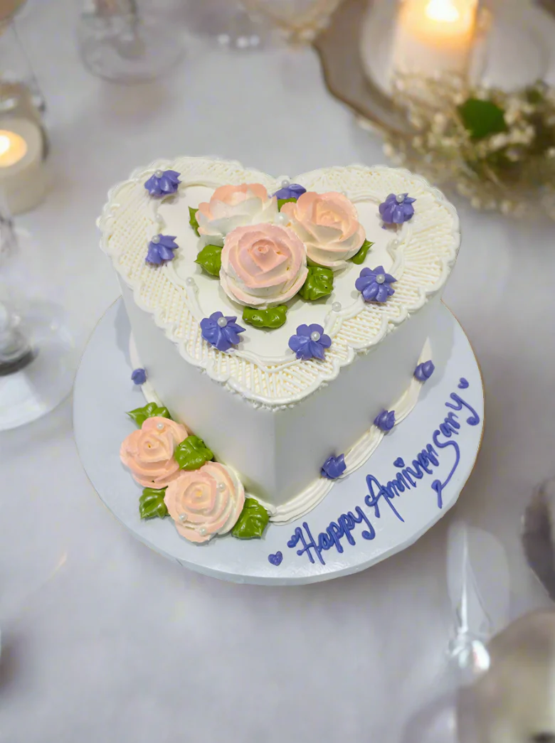Peach & Purple Heart Cake - Image 5