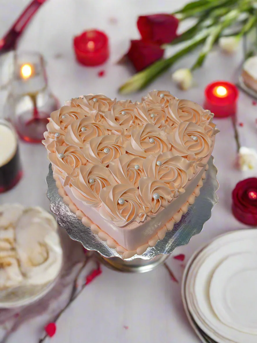 Peach Rosette Heart Cake - Image 2