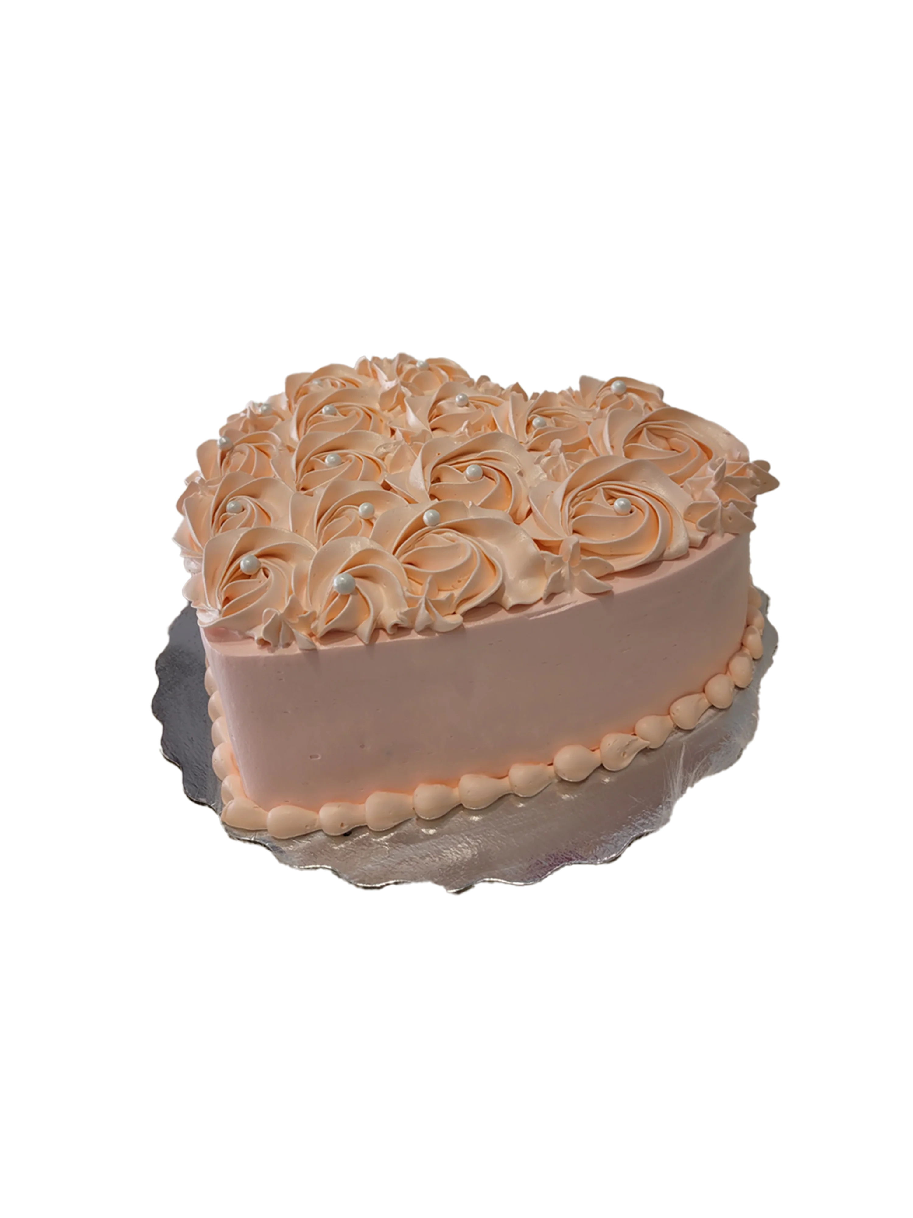 Peach Rosette Heart Cake - Image 4