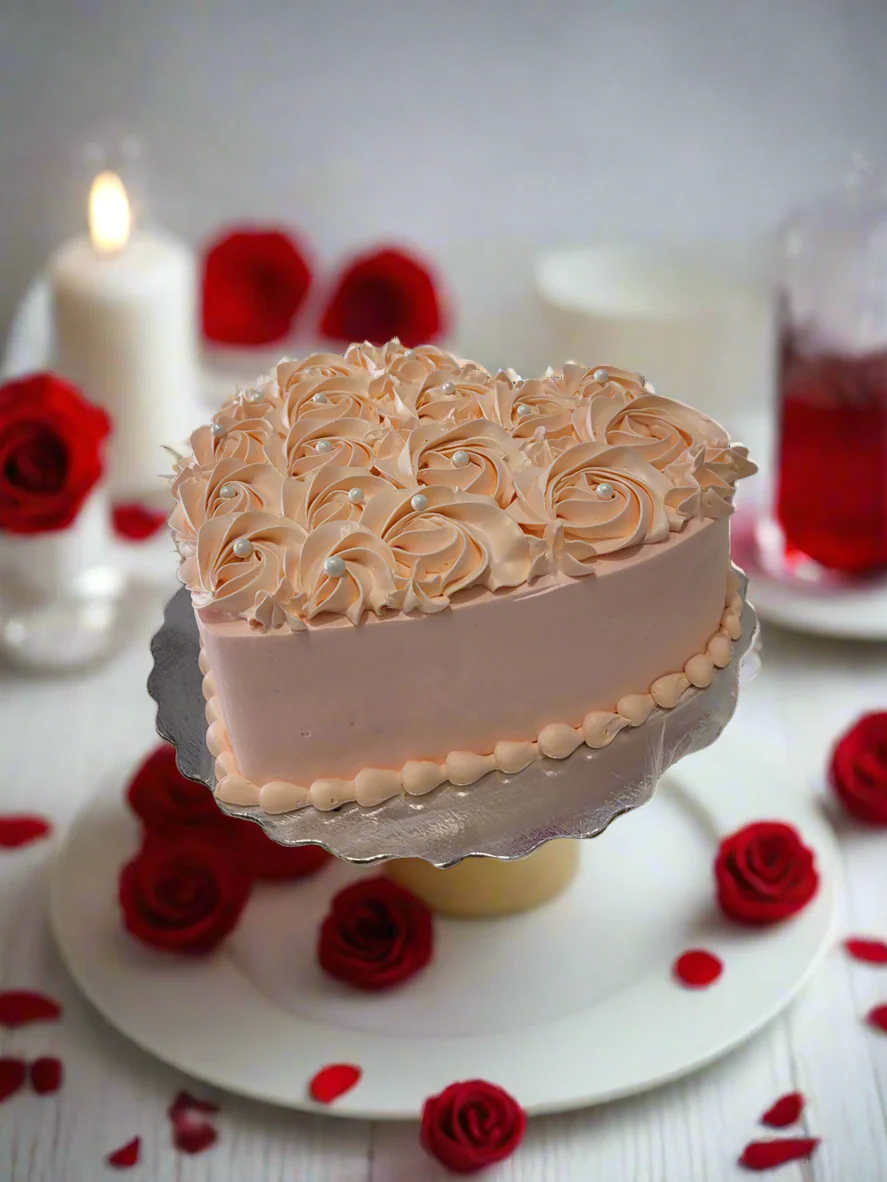 Peach Rosette Heart Cake - Image 5