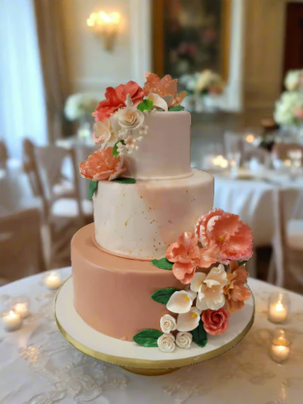 Peachy Marbleized Wedding Cake - Image 2