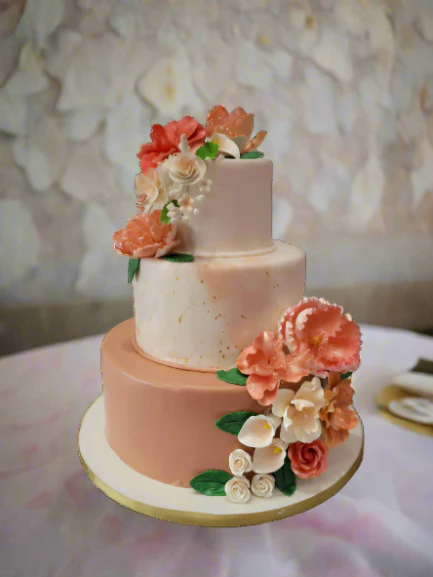 Peachy Marbleized Wedding Cake - Image 3