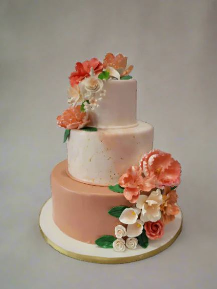 Peachy Marbleized Wedding Cake - Image 4