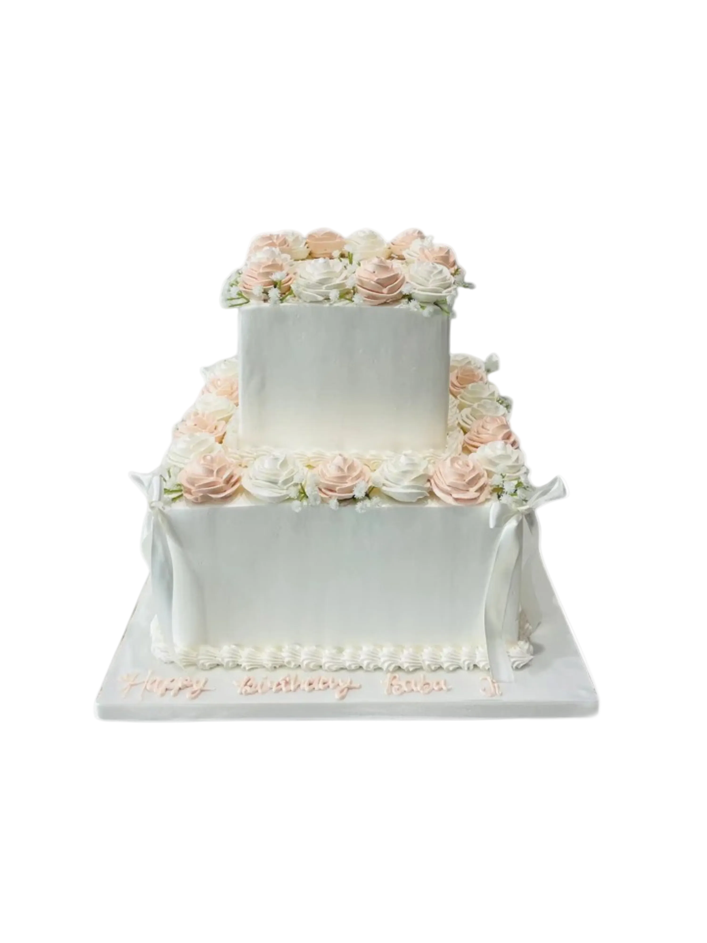 Peachy Pastel Cream Tiered Cake