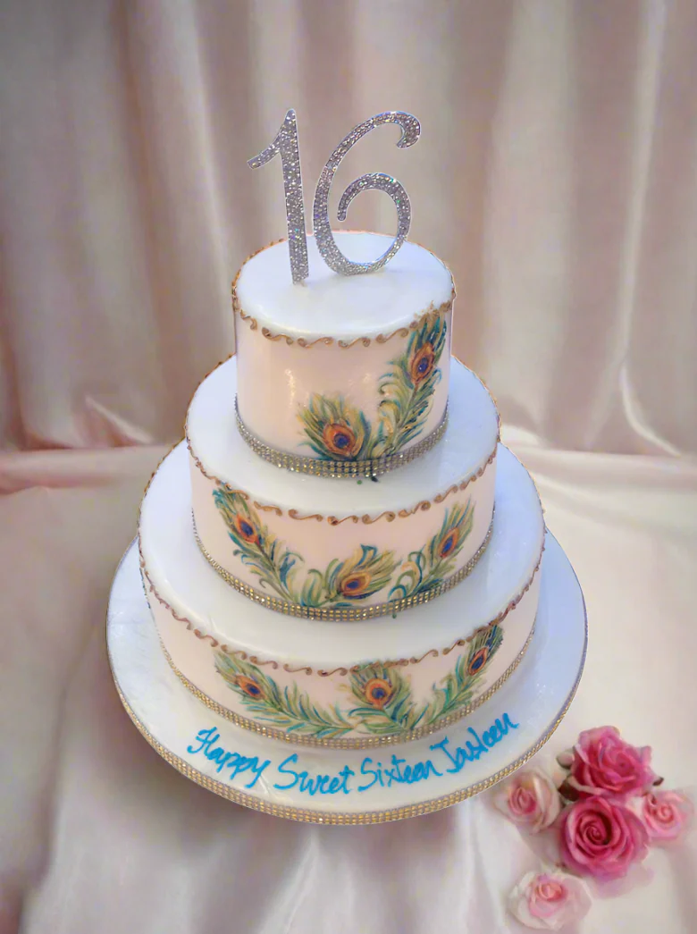 Peacock Sweet Sixteen Cake - Image 3