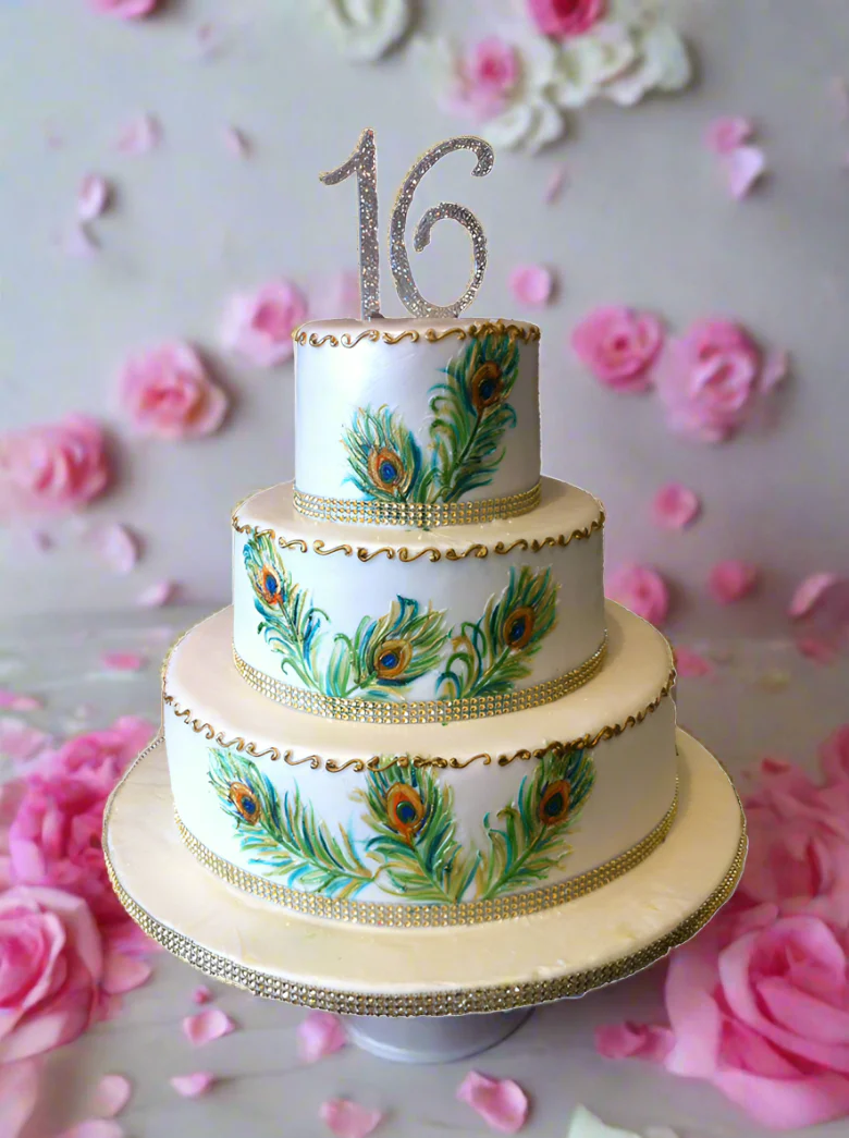 Peacock Sweet Sixteen Cake - Image 5