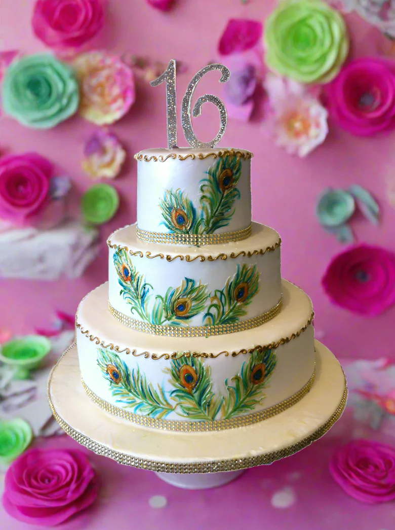Peacock Sweet Sixteen Cake - Image 6