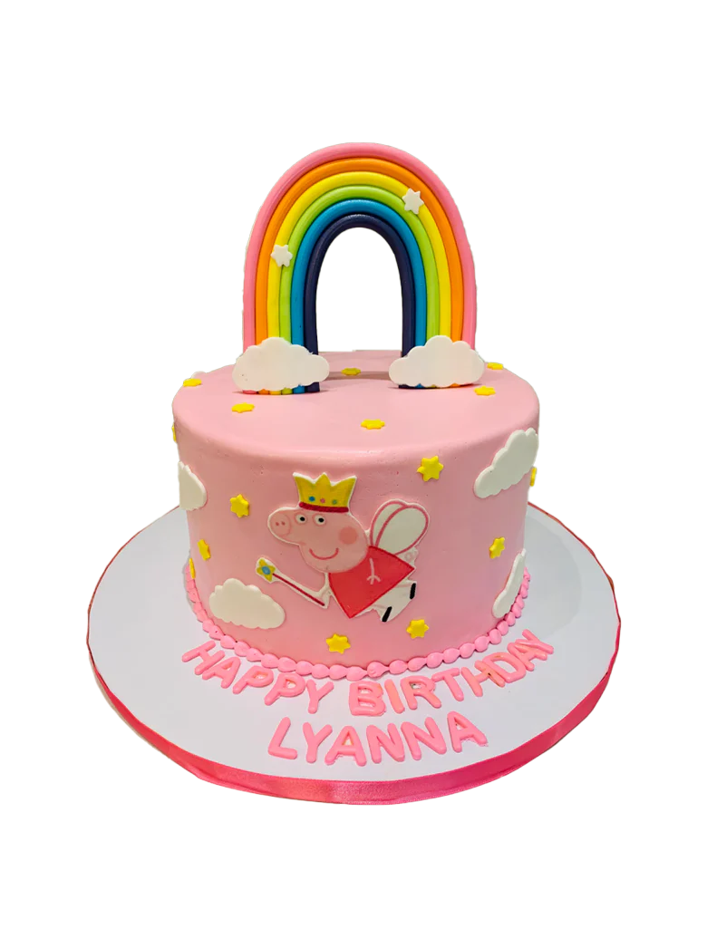 Peppa Pig Rainbow Fondant Cake