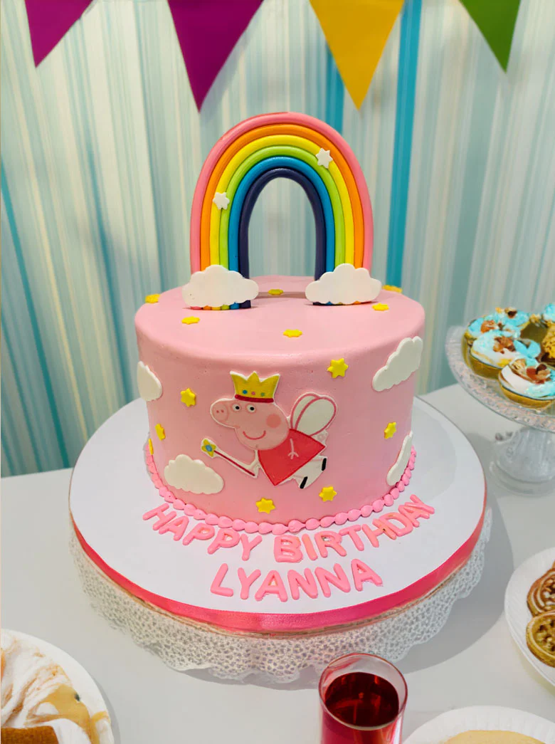 Peppa Pig Rainbow Fondant Cake - Image 3