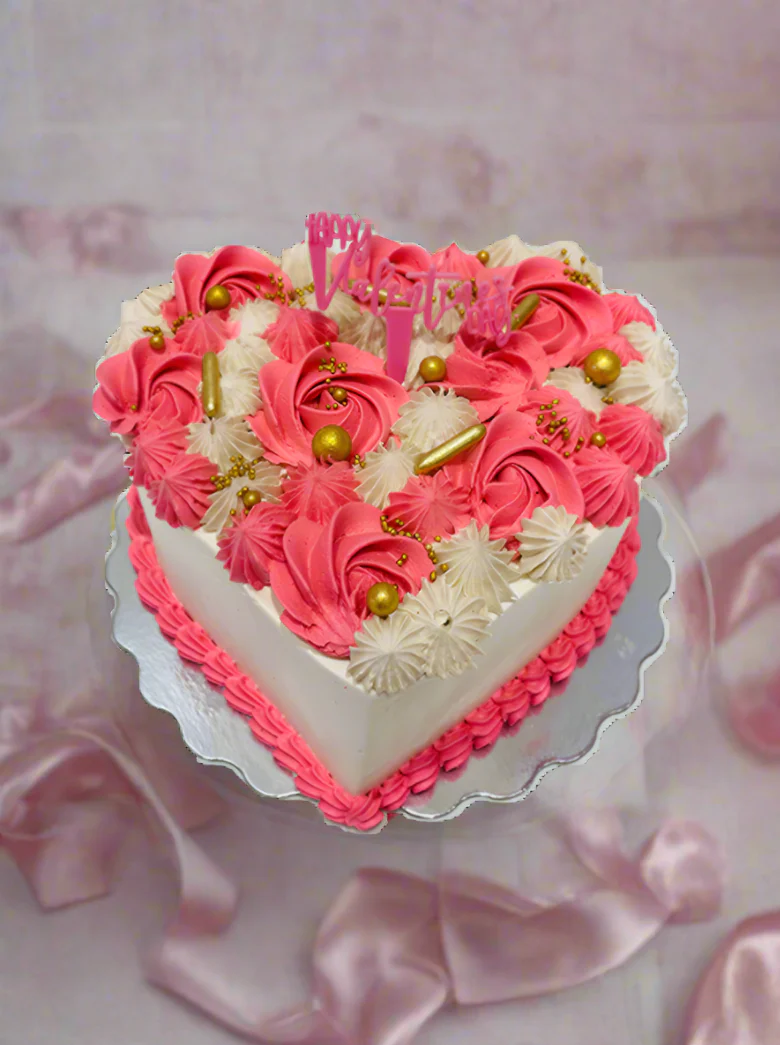 Pink And Ivory Valentines Cake - Image 4