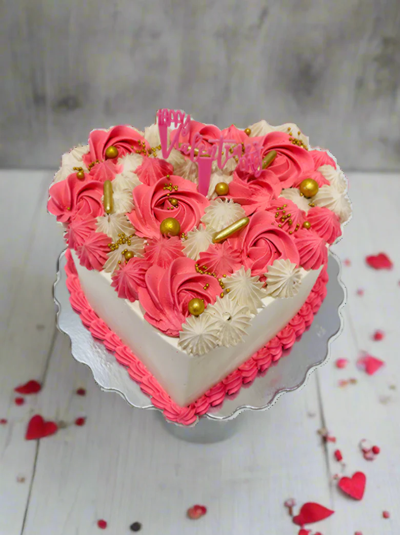 Pink And Ivory Valentines Cake - Image 5