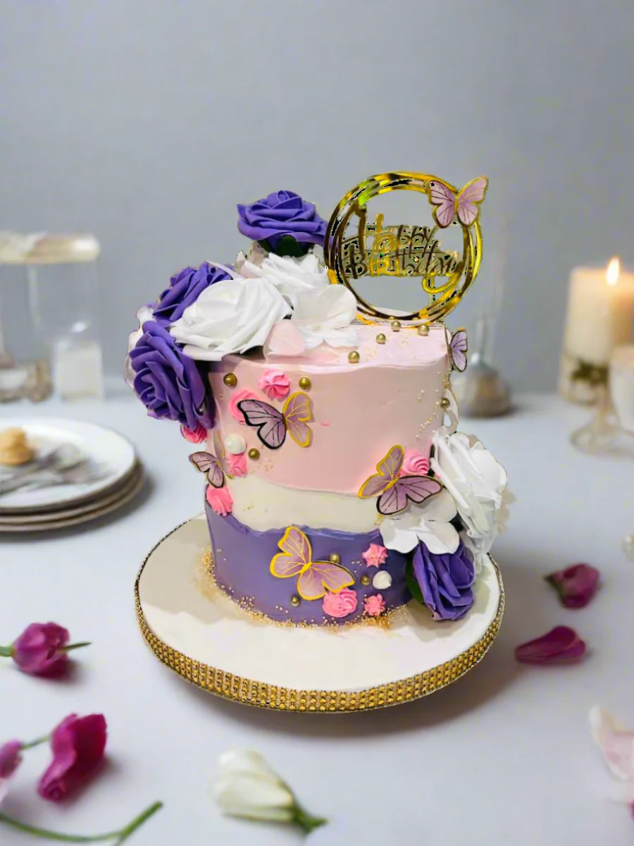 Pink And Purple Butterfly Cake - Image 2