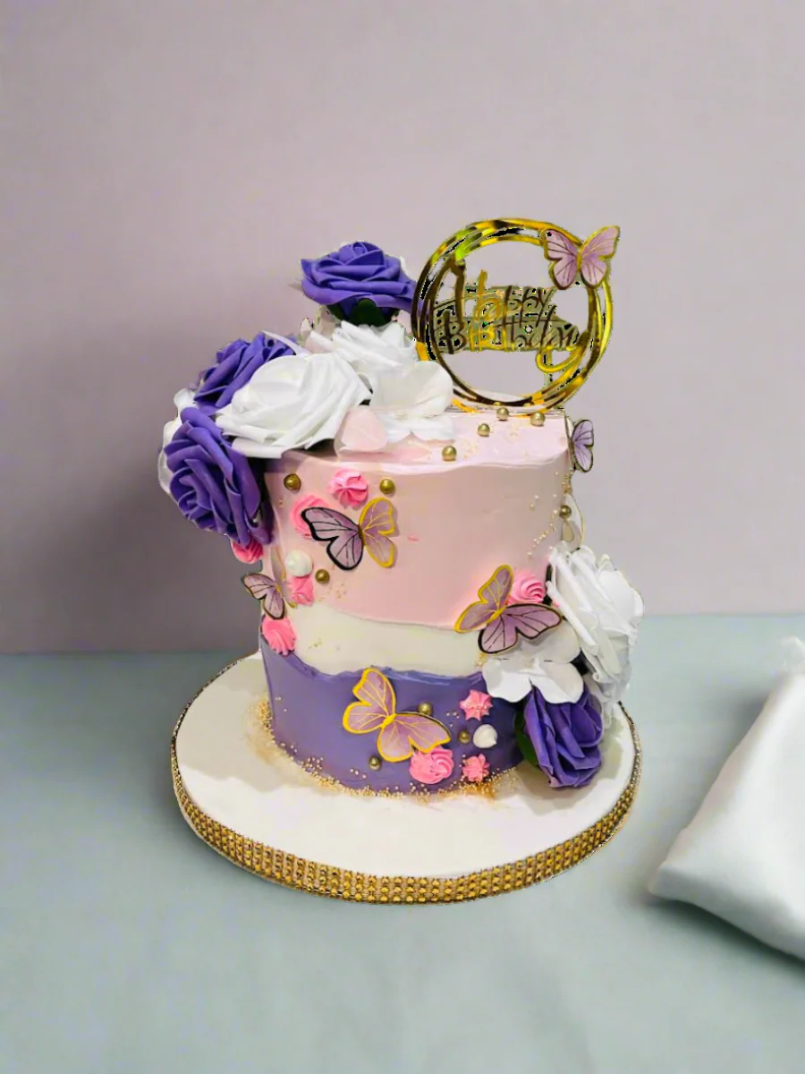 Pink And Purple Butterfly Cake - Image 3