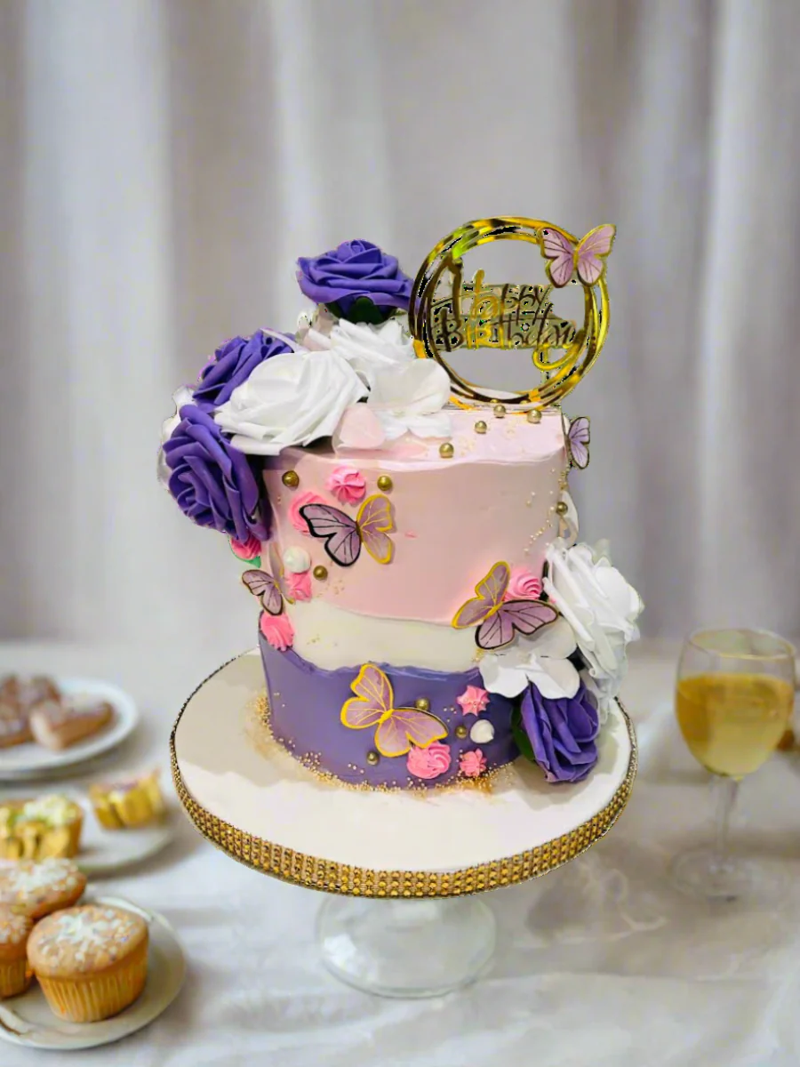 Pink And Purple Butterfly Cake - Image 4