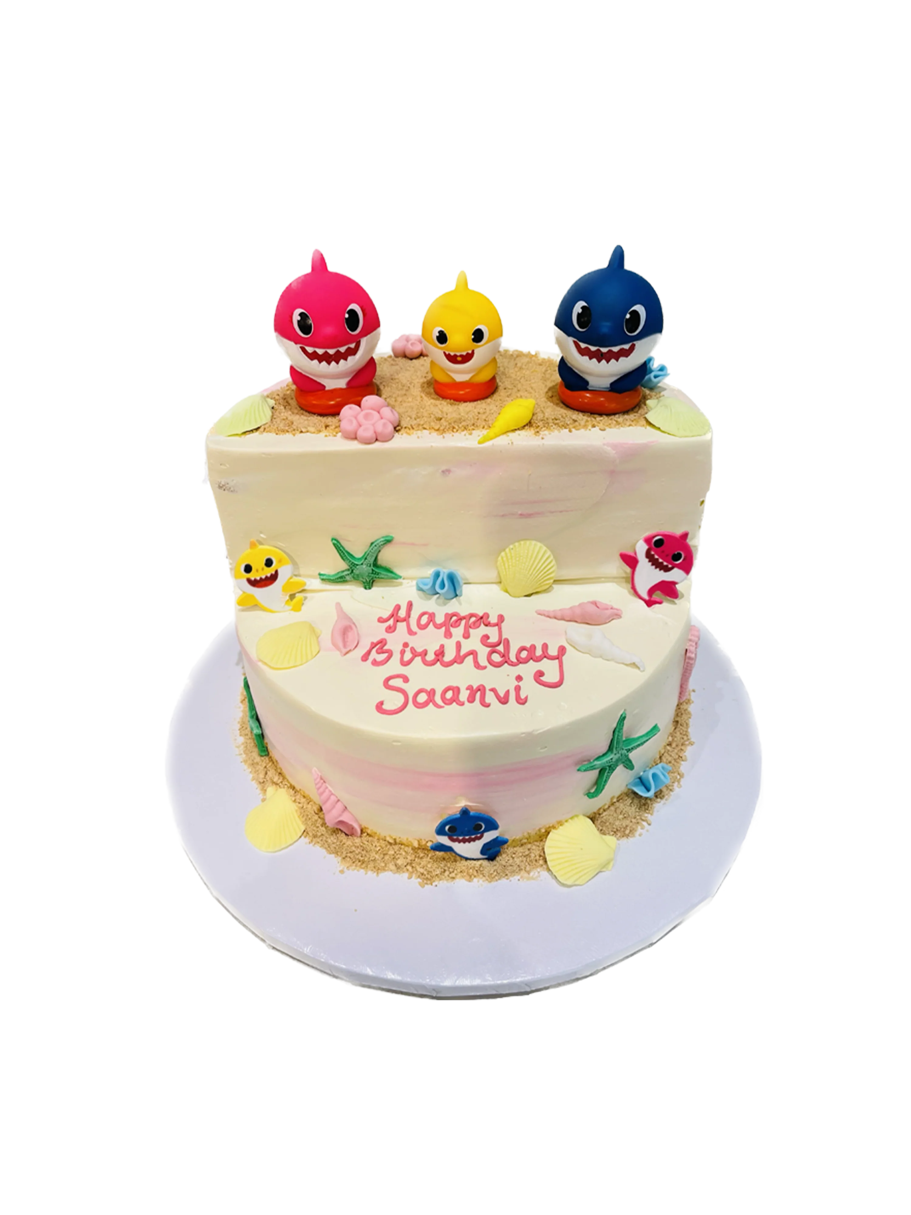 Pink Baby Shark Stage Cake