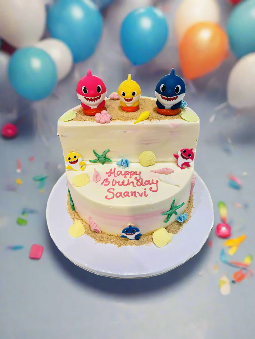 Pink Baby Shark Stage Cake - Image 3
