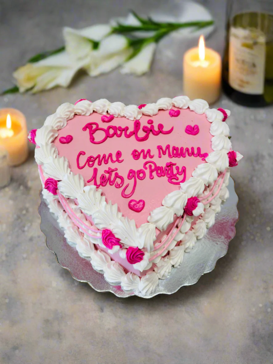 Pink Barbie Heart Cake - Image 2