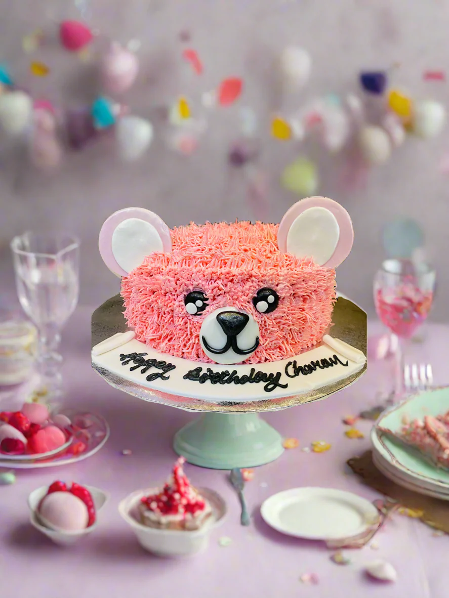 Pink Bear Cream Cake - Image 2