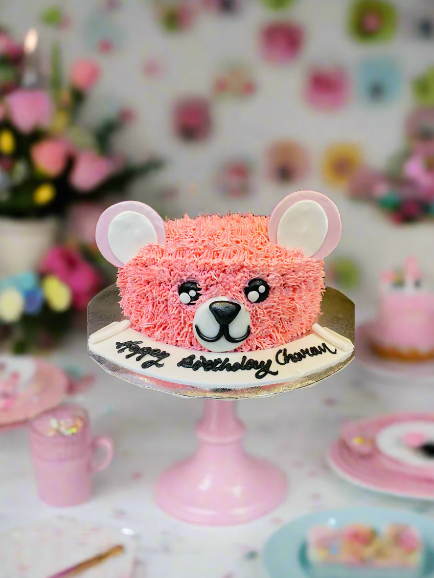 Pink Bear Cream Cake - Image 3