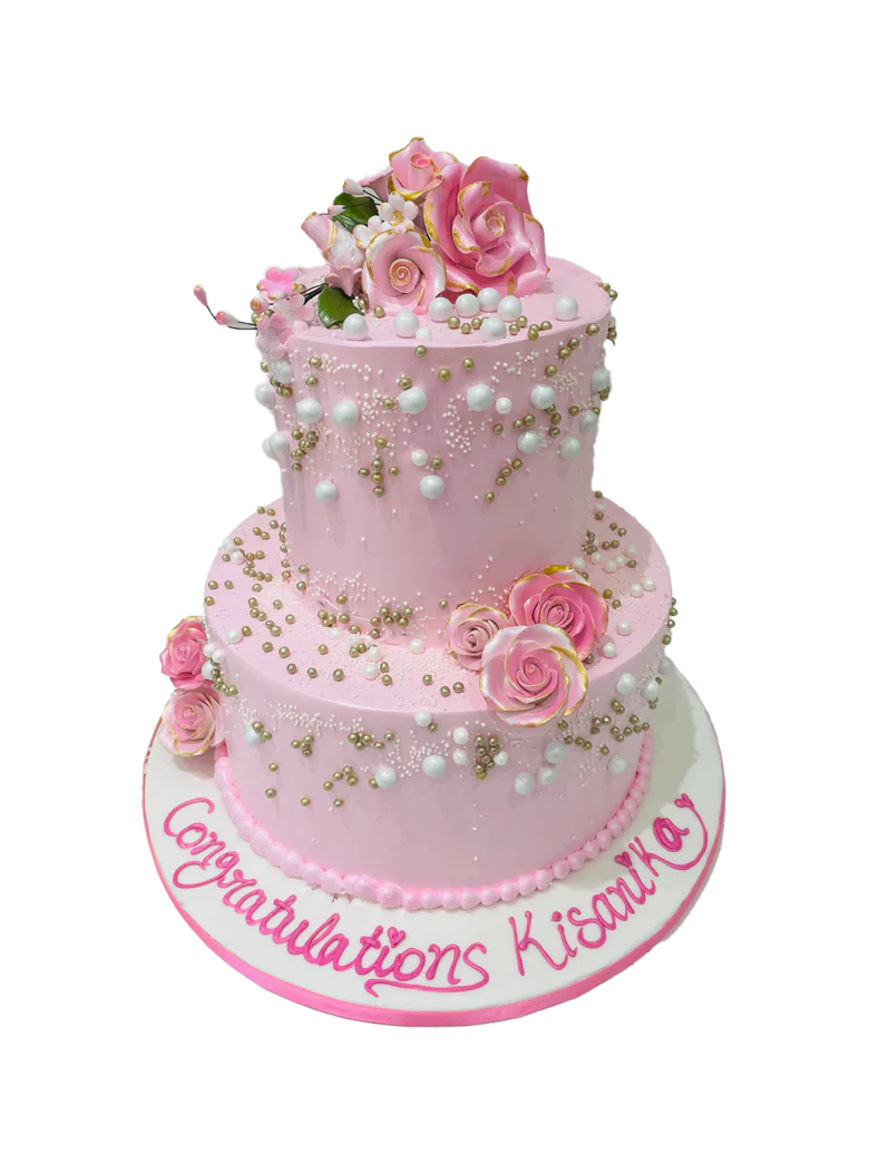 Pink Blossom Tiered Cream Cake