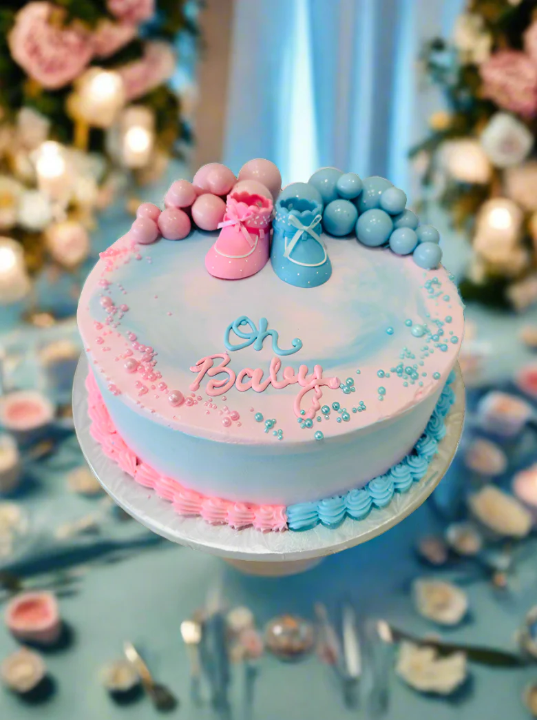 Pink & Blue Balls Cream Cake - Image 2