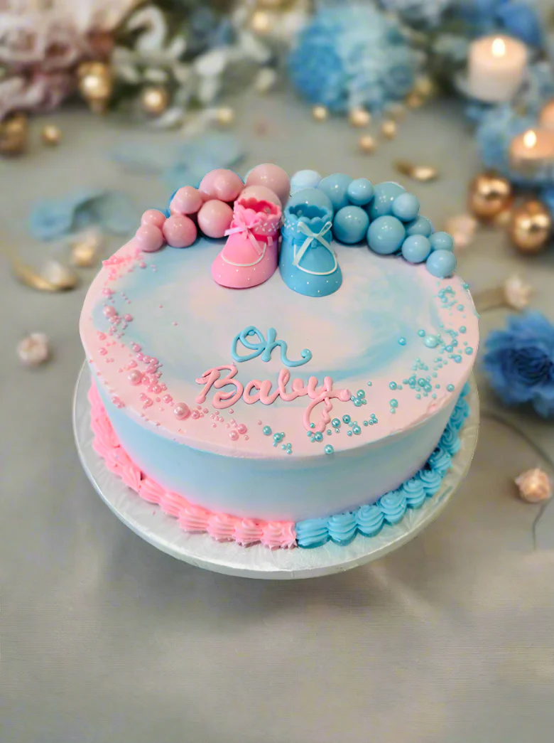 Pink & Blue Balls Cream Cake - Image 3