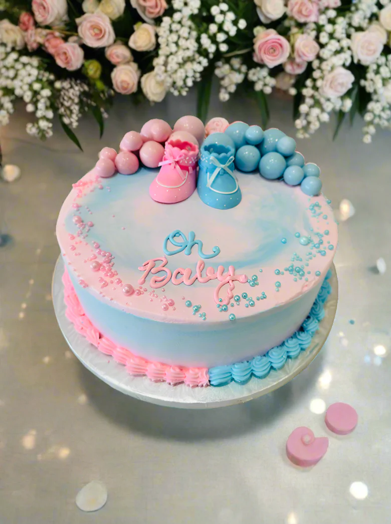 Pink & Blue Balls Cream Cake - Image 4
