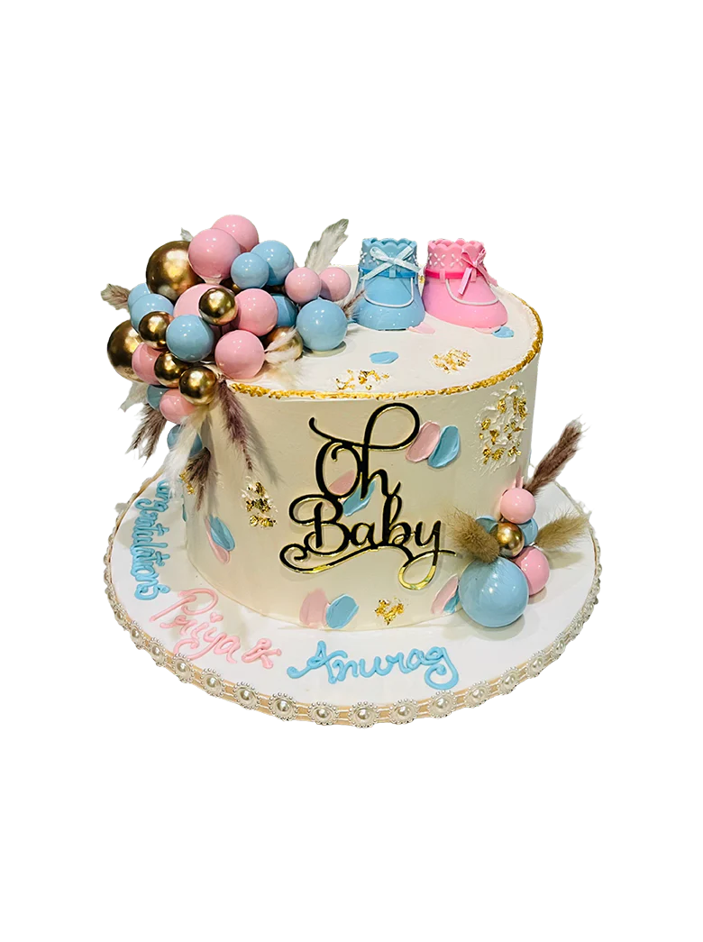 Pink & Blue Oh Baby Cream Cake