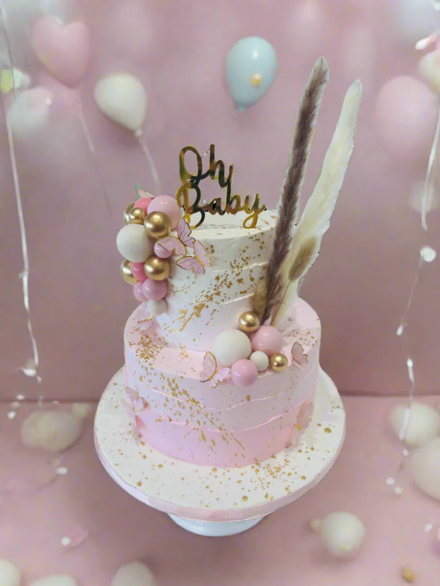 Pink Boho Baby Shower Cake - Image 2