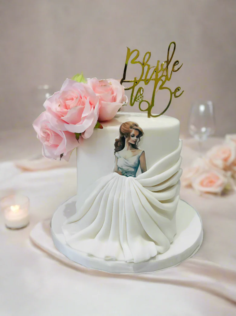 Pink Bride to Be Fondant Cake - Image 4