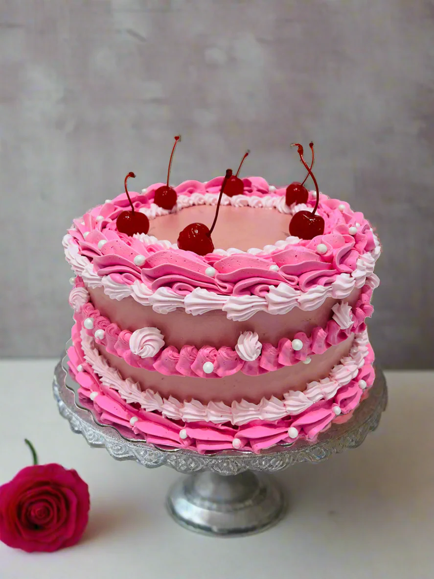 Pink Cherry Vintage Cake - Image 2