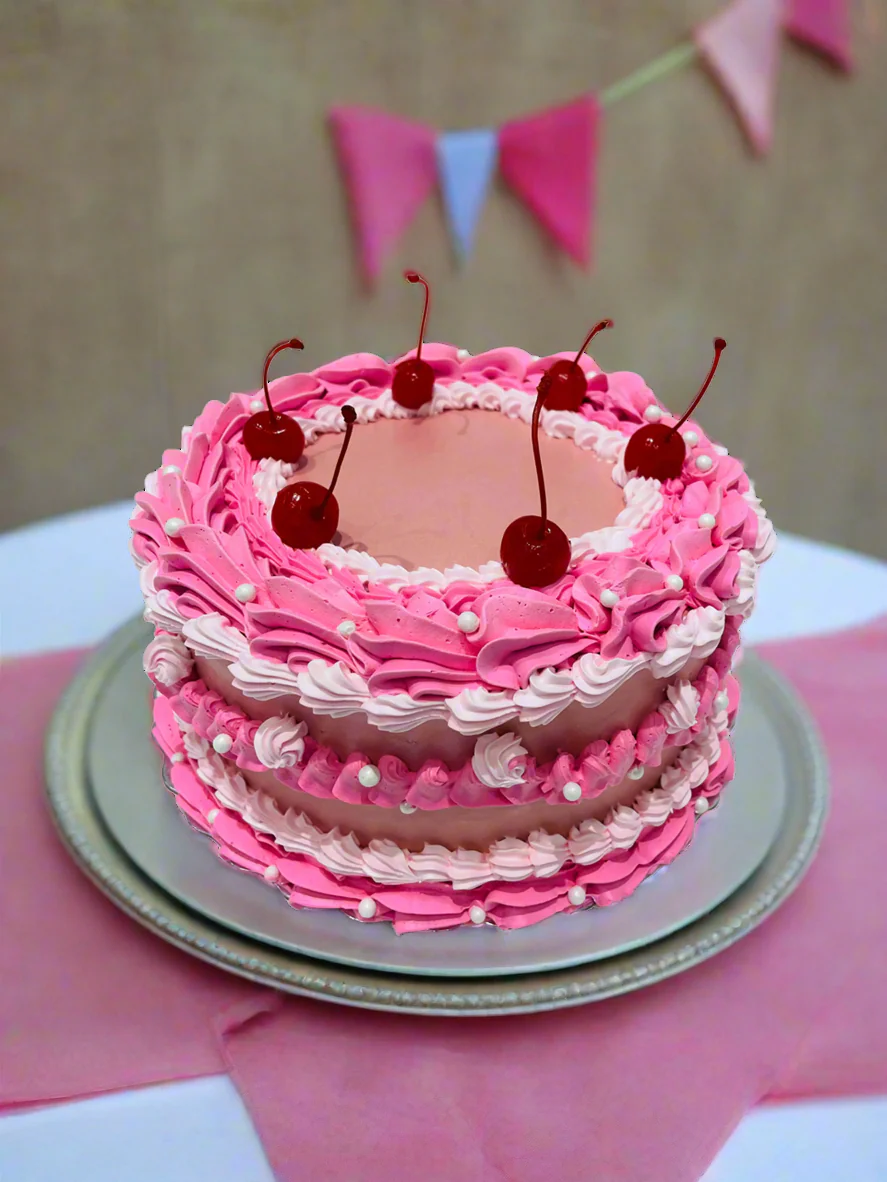 Pink Cherry Vintage Cake - Image 3