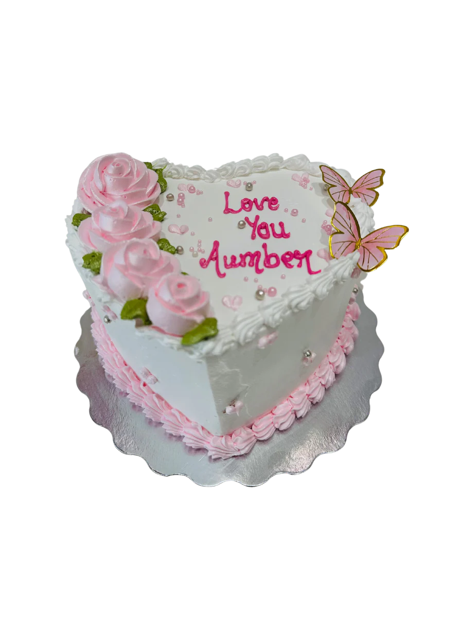 Pink Heart Cream Cake