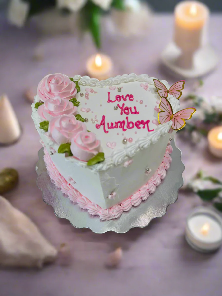 Pink Heart Cream Cake - Image 5