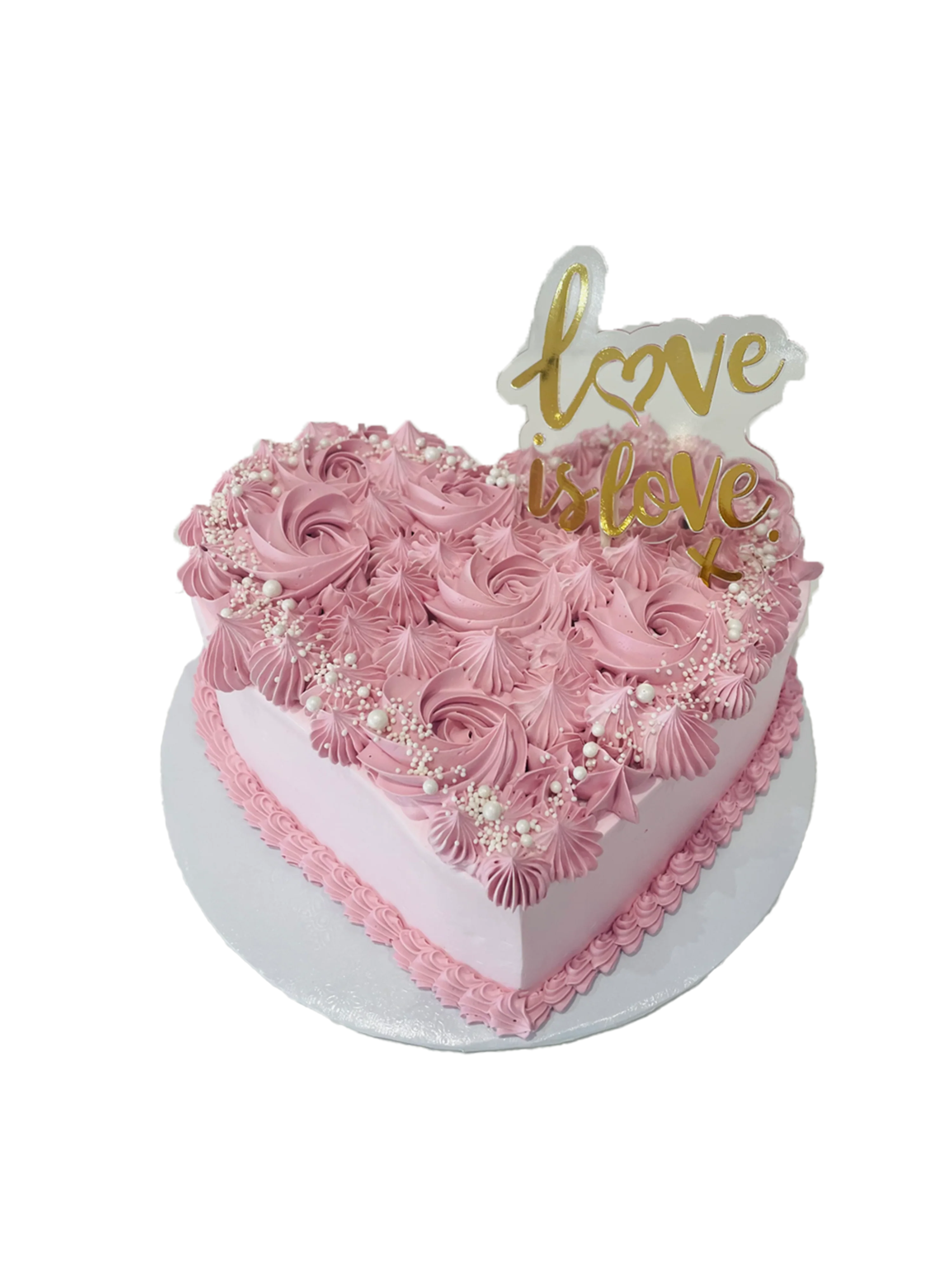 Pink Heart Rosette Cake