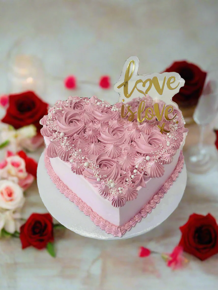 Pink Heart Rosette Cake - Image 2