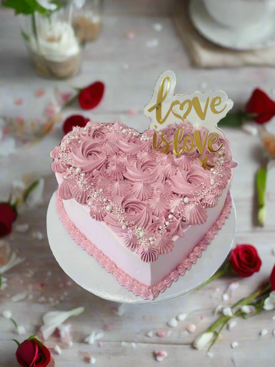 Pink Heart Rosette Cake - Image 3