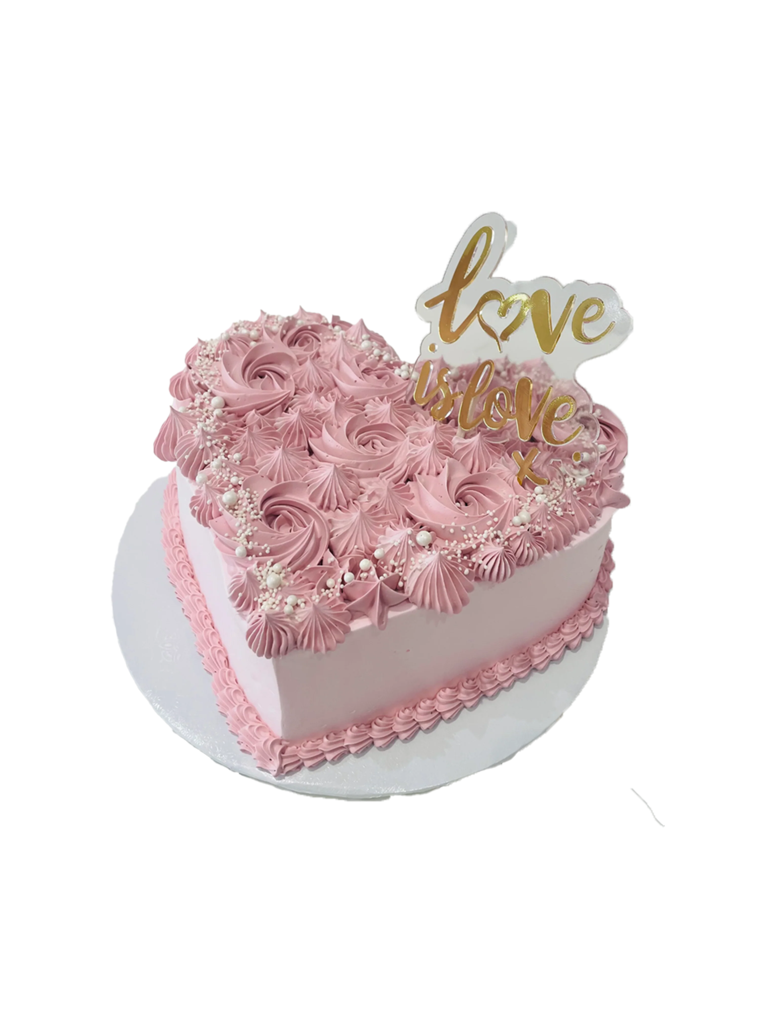 Pink Heart Rosette Cake - Image 4