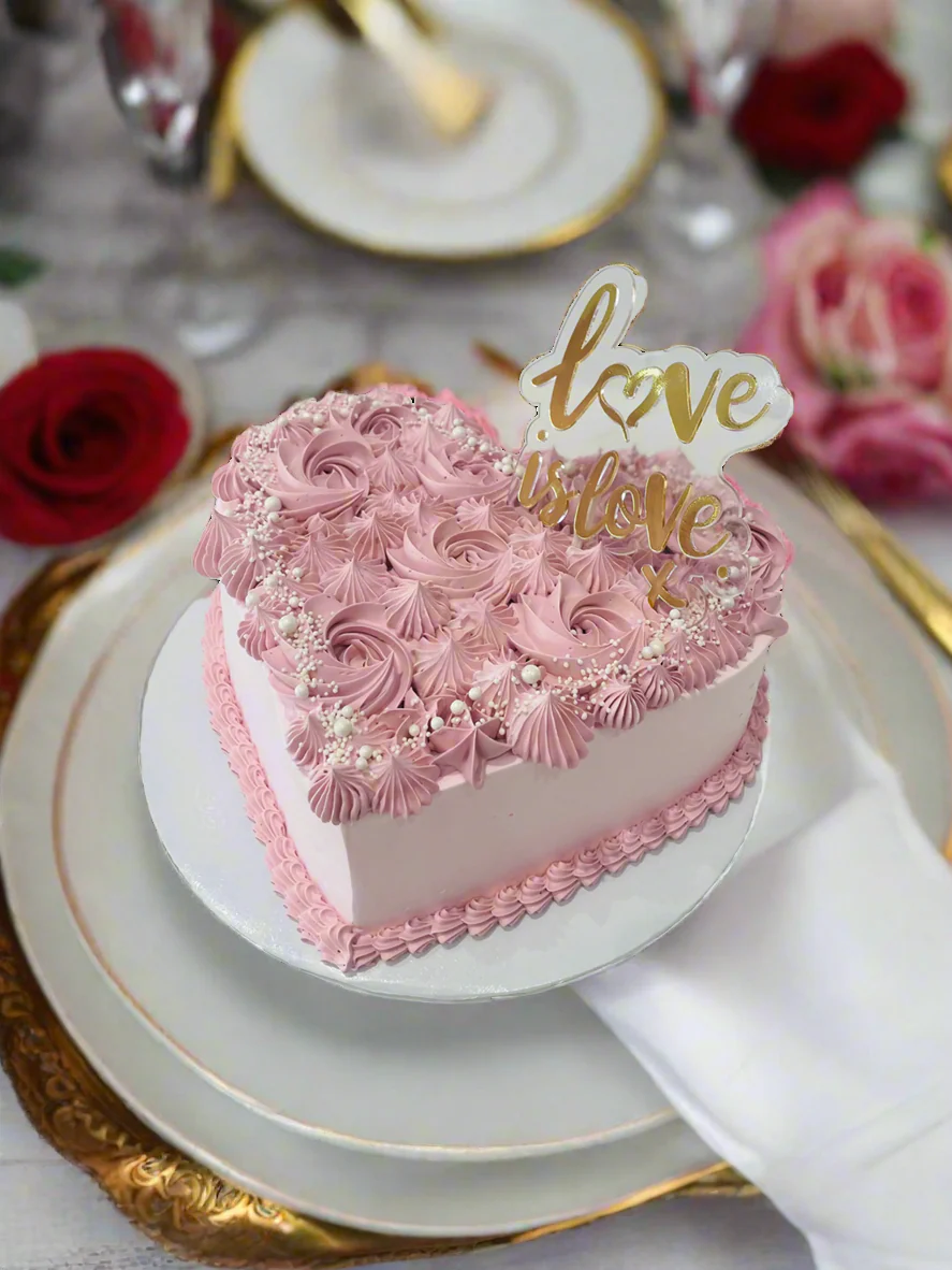 Pink Heart Rosette Cake - Image 5