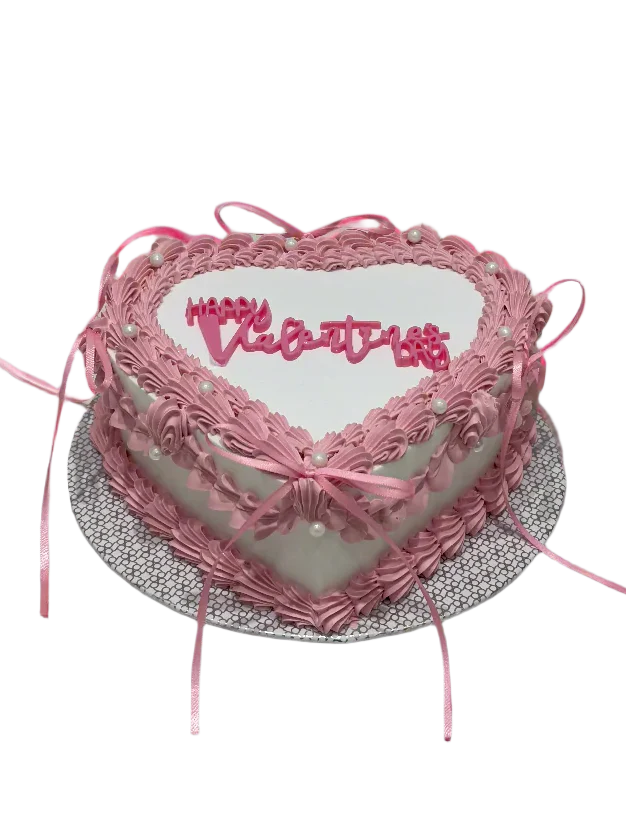 Pink Ribbon Valentines Cake