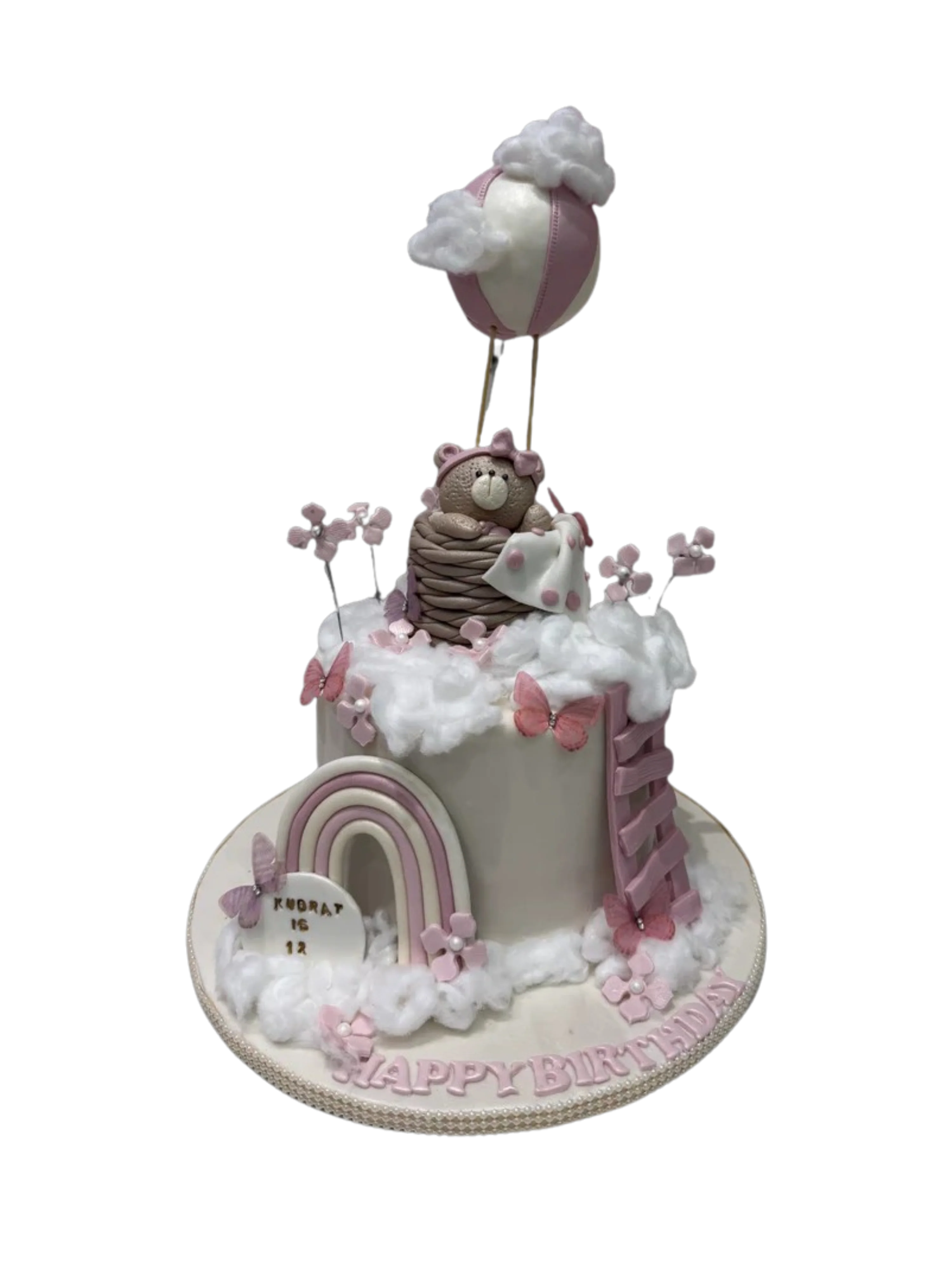 Pink & Ivory Hot Air Balloon Cake