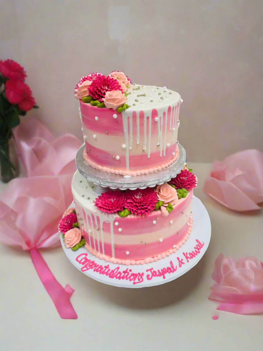 Pink & Ivory Tiered Cake - Image 2